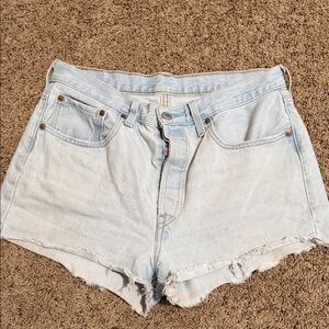 Levi's Light Blue Denim Button-Fly Cutoff Shorts